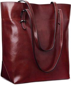 img 4 attached to S-ZONE Vintage Genuine Leather Tote Shoulder Bag Handbag 2.0: Upgraded Large Capacity and Timeless Style