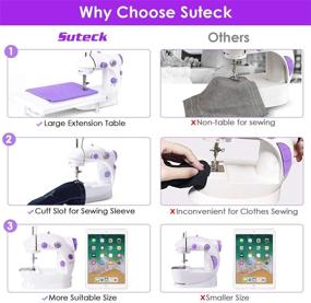 img 3 attached to 🧵 Compact and Portable Suteck Mini Sewing Machine for Beginners with Extension Table and 10 Thread Spools