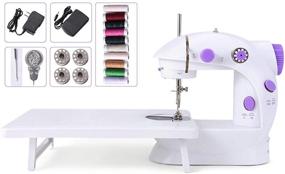 img 4 attached to 🧵 Compact and Portable Suteck Mini Sewing Machine for Beginners with Extension Table and 10 Thread Spools