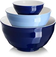 🍲 dowan mixing bowls: versatile ceramic nesting bowls for kitchen, large salad serving set, microwave safe - blue logo