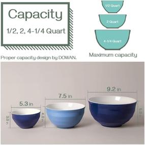 img 1 attached to 🍲 DOWAN Mixing Bowls: Versatile Ceramic Nesting Bowls for Kitchen, Large Salad Serving Set, Microwave Safe - Blue