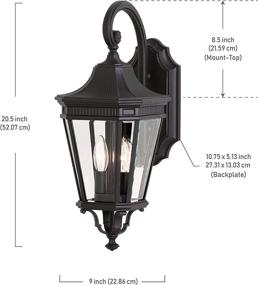 img 2 attached to Feiss Cotswold Lane Outdoor Patio Lighting Wall Lantern, Black, 2-Light (9 Inches Wide x 21 Inches High) 120 Watts