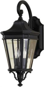 img 3 attached to Feiss Cotswold Lane Outdoor Patio Lighting Wall Lantern, Black, 2-Light (9 Inches Wide x 21 Inches High) 120 Watts