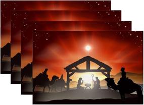 img 4 attached to Batmerry Christmas Placemats Religious Farmhouse