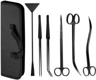 🔧 knr harmony aquascaping tools 7-in-1 kit - curved & waved scissor tweezers, spatula, and stainless steel anti-rust tools for aquascape in black - aquarium plant scissors set логотип