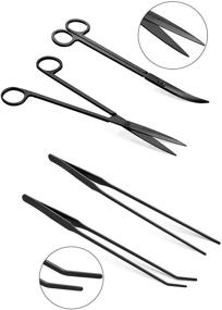 img 1 attached to 🔧 KnR Harmony Aquascaping Tools 7-in-1 Kit - Curved & Waved Scissor Tweezers, Spatula, and Stainless Steel Anti-Rust Tools for Aquascape in Black - Aquarium Plant Scissors Set