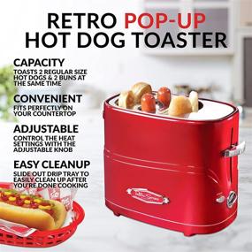 img 3 attached to Nostalgia HDT600RETRORED Pop-Up 2 Hot Dog and Bun Toaster: Perfect for Chicken, Turkey, Veggie Links, Sausages, and Brats! Retro Red Design, Pack of 1