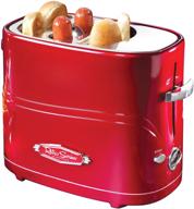 nostalgia hdt600retrored pop-up 2 hot dog and bun toaster: perfect for chicken, turkey, veggie links, sausages, and brats! retro red design, pack of 1 logo