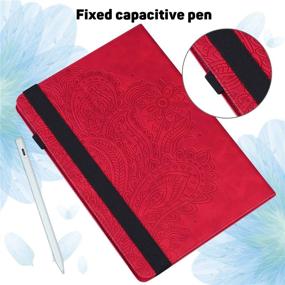 img 1 attached to 🔥 UGOcase Fire HD 8 Case - Embossed PU Leather Folio Stand Cover for Amazon Kindle Fire HD 8 (8th/7th/6th Gen) - Multi-Angle Viewing, Stylus Loop, Red