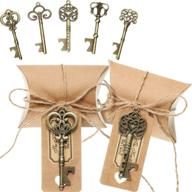 🗝️ vintage key bottle openers wedding favors: 100 sets with pillow shape candy gift box, tags, and hemp rope in antique bronze логотип