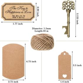 img 2 attached to 🗝️ Vintage Key Bottle Openers Wedding Favors: 100 Sets with Pillow Shape Candy Gift Box, Tags, and Hemp Rope in Antique Bronze