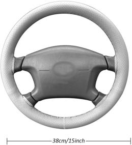 img 3 attached to Universal Gray Leather Car Steering Wheel Wrap Cover DIY Sewing Breathable and Anti-Slip - 15-Inch