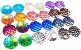 img 2 attached to 🧜 Vivian 208pcs 13-color Flat Back Resin Cabochons Druzy Iridescent Mermaid Scale Cabochons Flat Round Sparkly Glitter for Bezel Tray Pendant Charms, 12mm