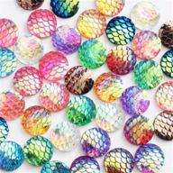 🧜 vivian 208pcs 13-color flat back resin cabochons druzy iridescent mermaid scale cabochons flat round sparkly glitter for bezel tray pendant charms, 12mm logo