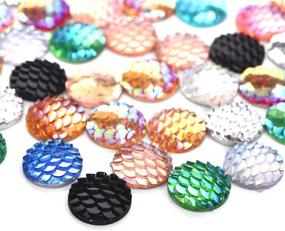 img 3 attached to 🧜 Vivian 208pcs 13-color Flat Back Resin Cabochons Druzy Iridescent Mermaid Scale Cabochons Flat Round Sparkly Glitter for Bezel Tray Pendant Charms, 12mm