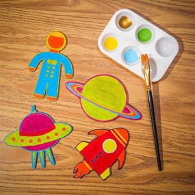 img 3 attached to Juvale Pack of 24 Unfinished Wooden Space Cutouts – UFO, Astronaut, Planet, Rocket Ship Crafts (5.5 x 4.6 in)