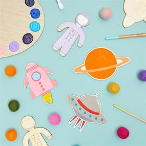 img 2 attached to Juvale Pack of 24 Unfinished Wooden Space Cutouts – UFO, Astronaut, Planet, Rocket Ship Crafts (5.5 x 4.6 in)