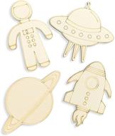 juvale pack of 24 unfinished wooden space cutouts – ufo, astronaut, planet, rocket ship crafts (5.5 x 4.6 in) logo