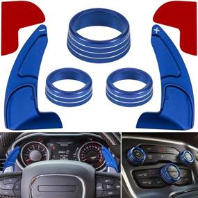 img 4 attached to For Dodge Challenger Charger 2015-2021 Interior Accessories Decoration Steering Wheel Shift Paddle Extended Trim Cover Air Conditioner Switch CD Button Knob Decal Trim Rings (Blue 5PCS)