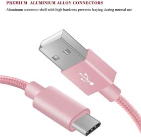 img 3 attached to 🔌 10-дюймовый 1-портовый кабель-адаптер USB C Шнурок из нейлона типа C быстрой зарядки и передачи данных для Samsung Galaxy S20 S10 S9 Plus Note 10 Google HTC Motorola Pink Rose Gold (короткий кабель станции)