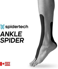 img 3 attached to 🕷️ SpiderTech Black Ankle Spider Pre-Cut: Water-Resistant, Latex-Free Tape. Athletes' Preferred Choice for Inflammation Reduction, Muscle Re-Training, and Enhanced Performance (1 Pack)