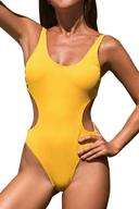 👙 stylish ribbed yellow cut out scoop back one piece swimsuit for women by cupshe logo