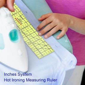 img 3 attached to Inch System Hot Ironing Measuring Ruler Set of 3 - Sewing Ruler, Electric Iron Tailor Home Tools, Hot Hemmer Ruler, Heat Resistant Ruler with Large Silicone Ironing Pad