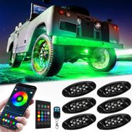 🚗 rgb led rock lights, esky 6 pods multicolor neon underglow lighting kit, ip68 waterproof led accent lights with app & rf control music mode timing function for off road truck jeep car atv suv motorcycle with enhanced seo logo