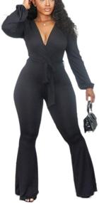 img 4 attached to 👗 Flared Bottom Women's Jumpsuits Rompers by OLUOLIN: Stylish Clothing for Women