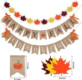 img 2 attached to 🍂 Осенние украшения: Баннеры «Happy Fall», «Thankful» и «Give Thanks» и ленточная гирлянда из осенних листьев - Набор стиля 1