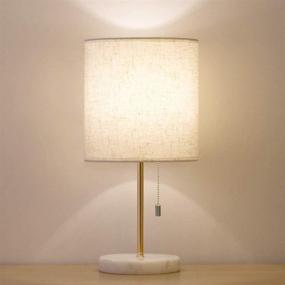 img 4 attached to Haitral Bedside Table Lamp - Stylish Small Nightstand Lamp with Elegant Marble Base in Gold – Perfect for Bedroom, Office, or Girls Room