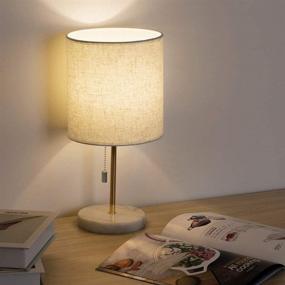 img 2 attached to Haitral Bedside Table Lamp - Stylish Small Nightstand Lamp with Elegant Marble Base in Gold – Perfect for Bedroom, Office, or Girls Room