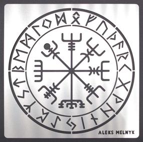 img 2 attached to 🧙 Aleks Melnyk #63 Metal Stencil- Vegvisir Viking Compass, Celtic Symbols, Runes: Pyrography, Engraving Template