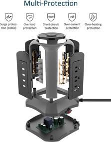 img 1 attached to 💡 Superdanny Surge Protector Power Strip Tower: 10ft Extension Cord, 4 USB Ports, 9 Outlets - Ultimate Desktop Charging Station for PC, Laptop, Phone, Office - Adjustable Voltage, Fire Proof - 110-240V