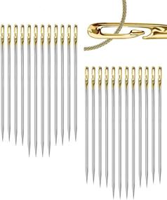 img 4 attached to Cikkue Self Threading Sewing Needles: 24PCs Easy Side Threading Embroidery Needles for DIY, Sewing, and Mending – Stainless Steel Stitching Pins in 3 Sizes