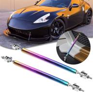 🚗 neo chrome xotic tech 2pc adjustable front bumper lip splitter diffuser strut rod tie bars - compatible with most vehicles for 6"-9 logo