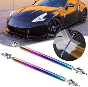 img 4 attached to 🚗 Neo Chrome Xotic Tech 2pc Adjustable Front Bumper Lip Splitter Diffuser Strut Rod Tie Bars - Compatible with Most Vehicles for 6"-9