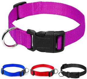 img 4 attached to 🐶 AEDILYS Purple Nylon Dog Collar - Adjustable for Medium Dogs with Neck Size 12.5-19.6 inch