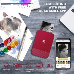 img 1 attached to 📸 KODAK Smile Instant Digital Bluetooth Printer for iPhone & Android – Enhance, Print & Share 2x3 Zink Photos with Smile App (Red)
