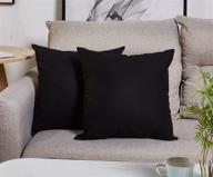 cotton solid black throw pillow covers - 18x18 inch - tangdepot logo