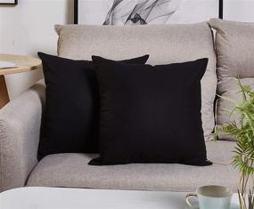 img 4 attached to Cotton Solid Black Throw Pillow Covers - 18x18 Inch - TangDepot