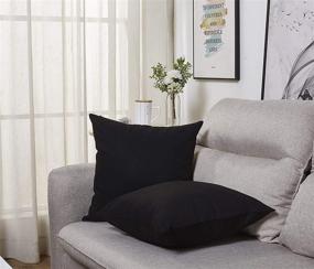 img 1 attached to Cotton Solid Black Throw Pillow Covers - 18x18 Inch - TangDepot