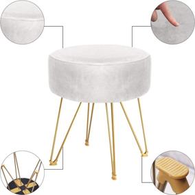 img 2 attached to 🛋️ ERONE Round Footstool Ottoman: Luxurious Velvet Dressing Stool with Gold Metal Legs, Versatile Upholstered Footrest for Makeup, Kitchen, Bedroom, and Living Room (Beige)