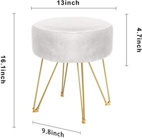 img 1 attached to 🛋️ ERONE Round Footstool Ottoman: Luxurious Velvet Dressing Stool with Gold Metal Legs, Versatile Upholstered Footrest for Makeup, Kitchen, Bedroom, and Living Room (Beige)