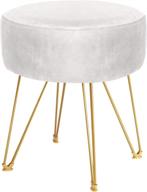 🛋️ erone round footstool ottoman: luxurious velvet dressing stool with gold metal legs, versatile upholstered footrest for makeup, kitchen, bedroom, and living room (beige) logo