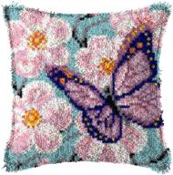 lapatain latch hook kits: diy purple butterfly throw pillow cover, hand craft crochet for great family - 16.5x16.5inch logo