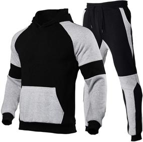 img 3 attached to Patchwork Tracksuit Hooded Sweatshirt Jogger Men's Clothing