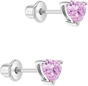 img 3 attached to Sparkling Heart Earrings for Toddlers & Girls - 925 Sterling Silver with Safety Screw Backs