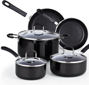 img 4 attached to 🍳 Cook N Home 8-Piece Black Nonstick Heavy Gauge Cookware Set