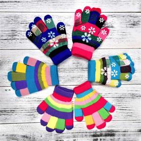 img 2 attached to 🧤 Cozy 12 Pairs Unisex Kids Full Finger Knitted Gloves – Winter Warm Mittens for Boys and Girls, Perfect for Christmas Gifting!